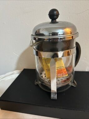 Like - New Stainless Steel and Glass French Press Coffee Maker - Black Handle